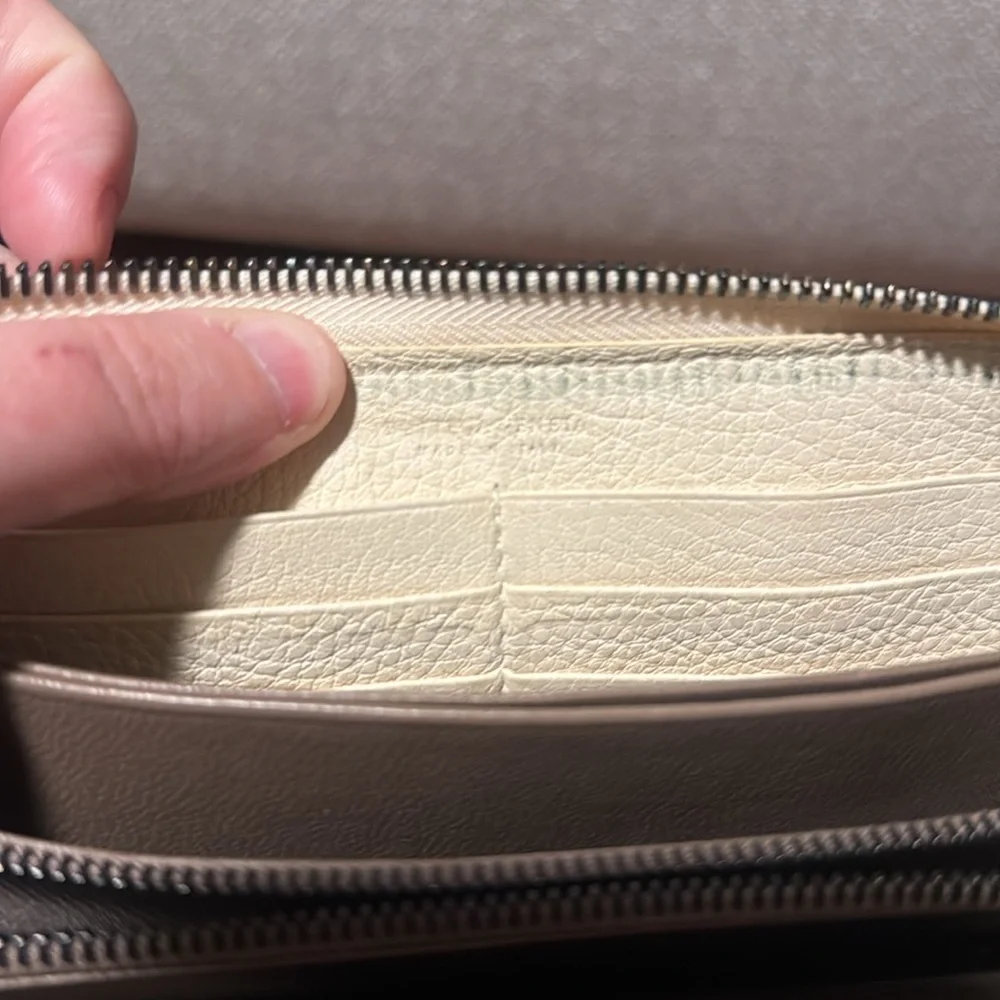 Bottega Veneta authentic cream with gold zippy wallet